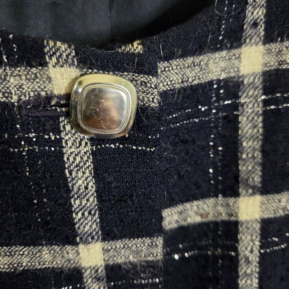 Pendleton Vintage Blue Silver Plaid Pure Virgin Wool Lady Jacket Size 6 - Picture 4 of 5